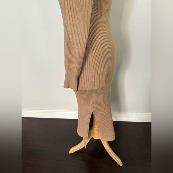 Charles Henry tan knit long sleeve sweater dress size small - Picture 5 of 8
